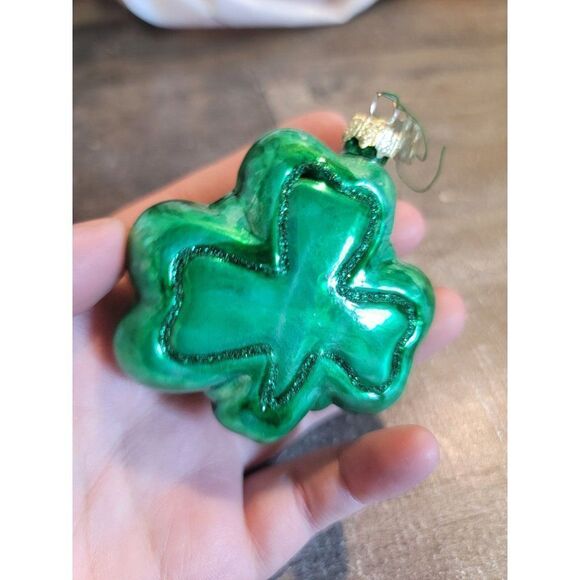 Dept 56 st patrick's day clover santa blown glass ornament xmas decor - Picture 3 of 4